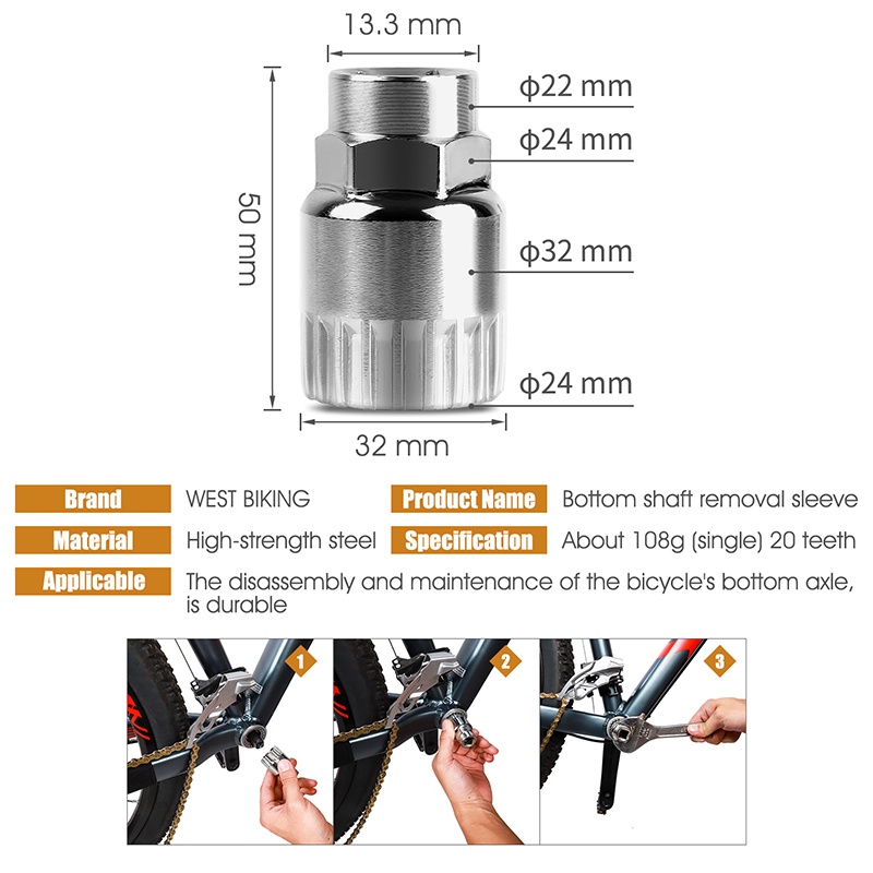 YGRETTE - TaffSPORT 4 in 1 Repair Kit Rantai Sepeda ALAT KUNCI PAS SEPEDA FREEWHEEL BB BOTTOM BRACKET  REMOVAL TOOL TREKER TRACKER PEDAL CRANK