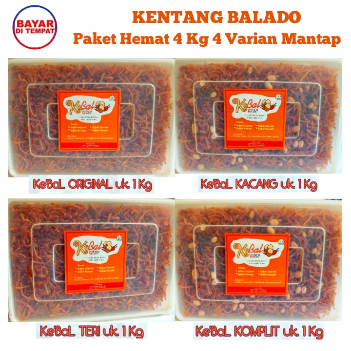 

KentangMustofaBaladoPAKETHEMAT4KG4VARIANMantapKeripikGorengKentangBaladoKacangTeriKomplitVarianRasa