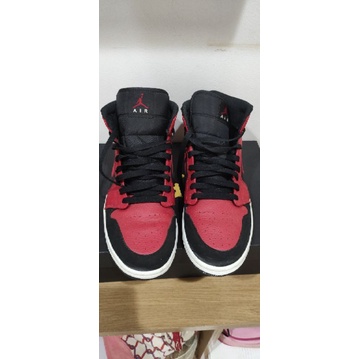 Nike Air Jordan 1 MID BRED BLACK GYM RED ORI Second