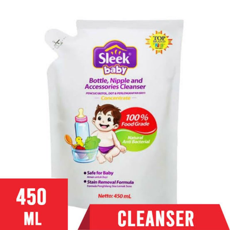 Sleek Baby Refill Pembersih Botol Bayi 450 ML / Sleek Sabun Cuci Botol Bayi Murah