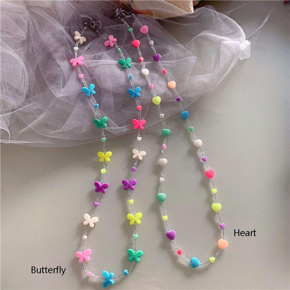 Lily Beaded Glasses Chains Colored Anti Slip Heart Butterfly Beaded Tali Kacamata