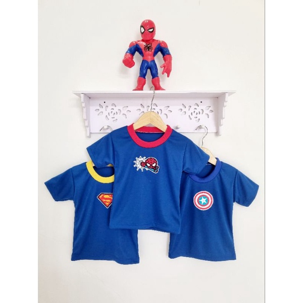 [Ecer] Atasan Kaos Distro Anak Polos Superhero Lengan Pendek Oblong Anak Katun All Size 6-12 Bulan