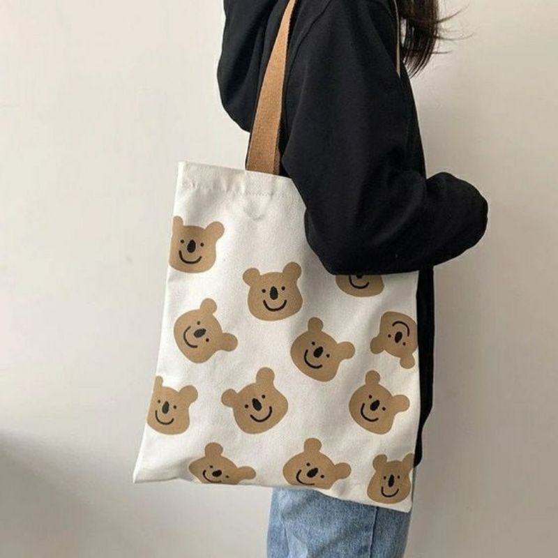 TOTE Head Bear Tas Sekolah Tas Bahu Tas Sablon