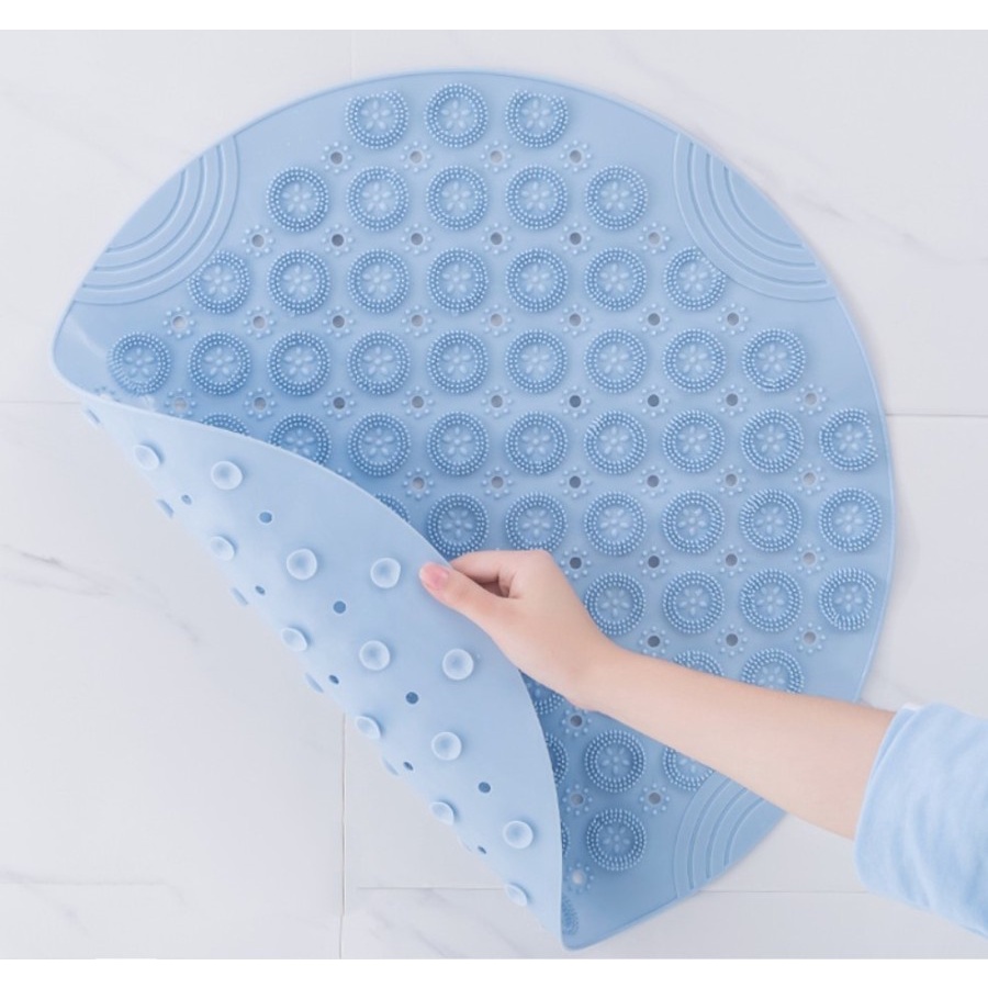 PVC Round Shower Bath Mat / Keset Kamar Mandi Bulat Anti Slip Suction