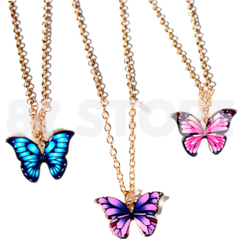 Kalung Gold Butterfly Aesthetic Muticolor Fashion Wanita