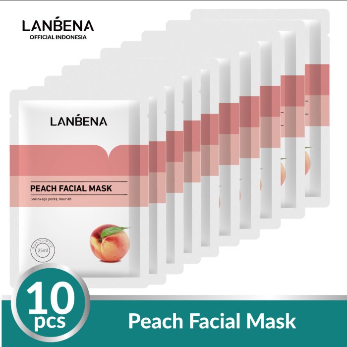 [BPOM] LANBENA SHEET MASK PEACH - MENCERAHKAN (10 PCS)