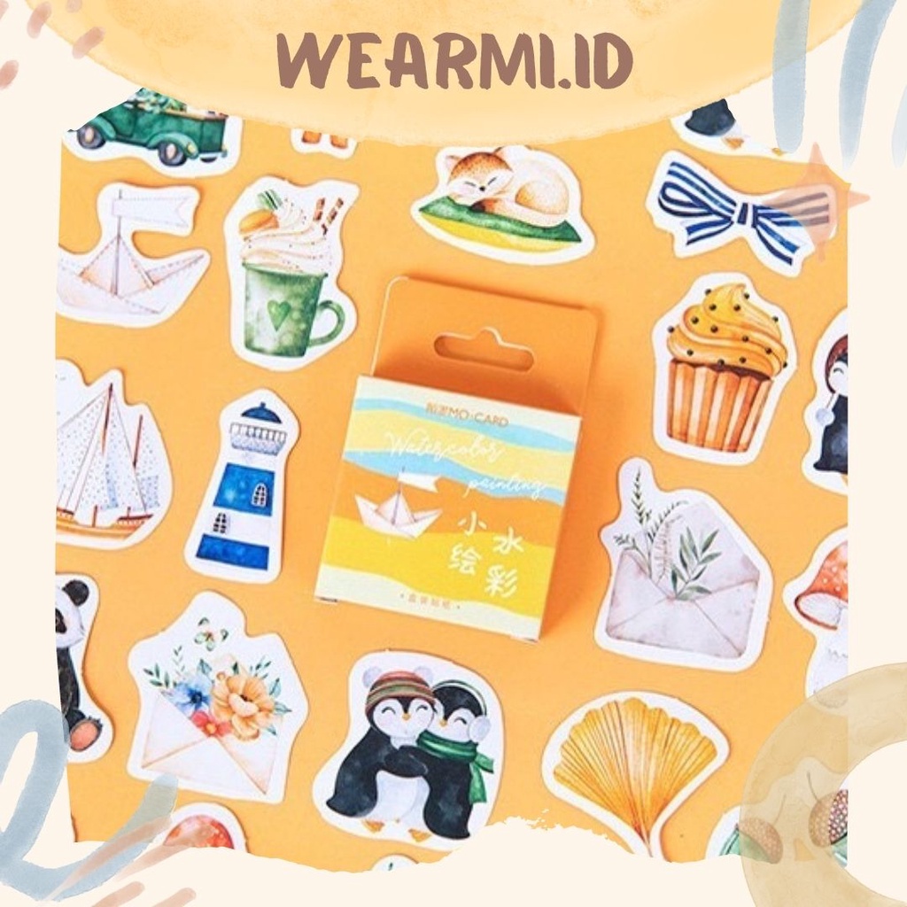 

46 Pcs Deco Sticker Box Yellow Boat Perahu Kertas DIY Scrapbook Stiker Dekor Colorfull Aesthetic