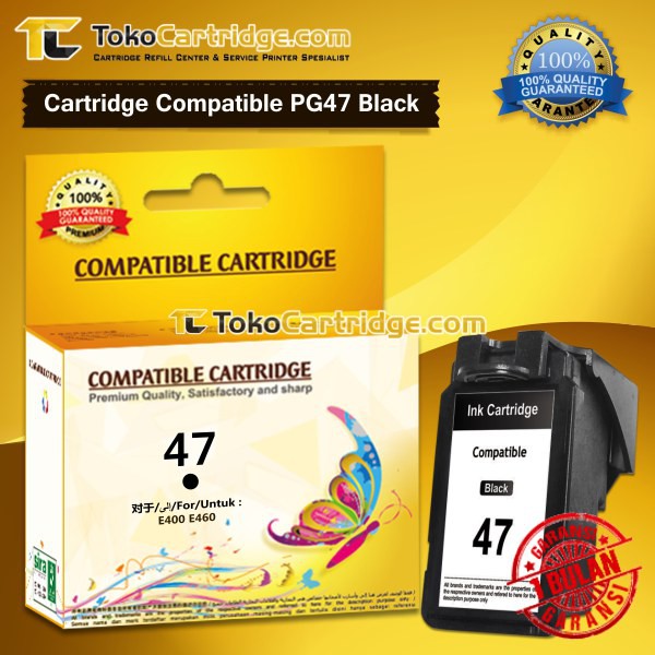 Catridge CompatibleCanon PG47 Black New Inkjet Cartridge PG-47 Katrid Tinta PG 47 Hitam Printer Pixm