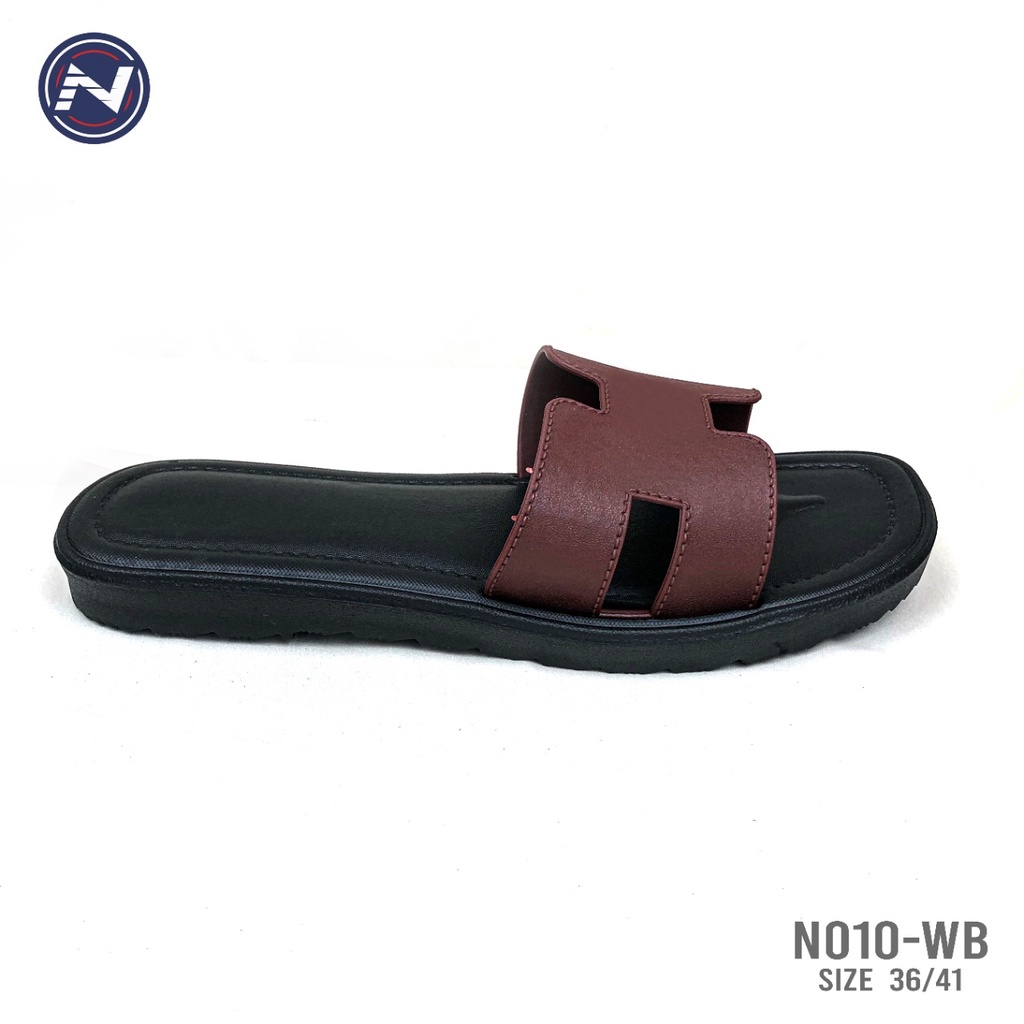 Sendal Wanita Slop Teplek Kokop H Kekinian Terbaru Casual - N010 WB (36/41)