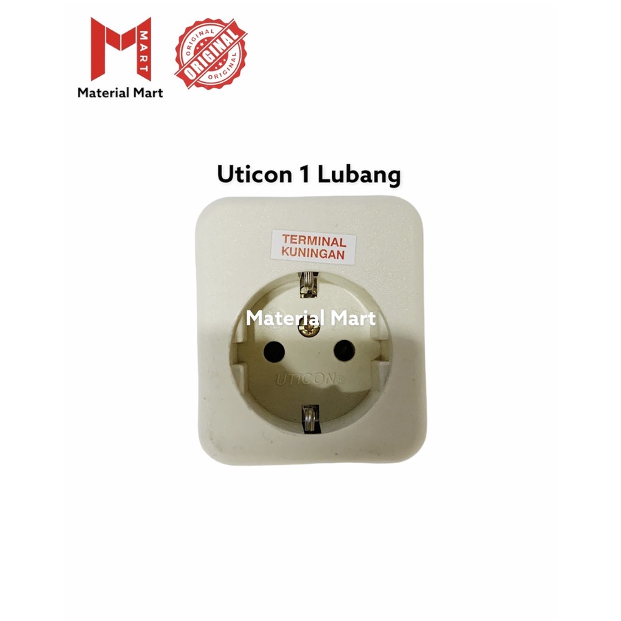 Stop Kontak Uticon 1 Lubang ST-118 |Stop Kontak Arde Uticon ST118 ASLI | Material Mart