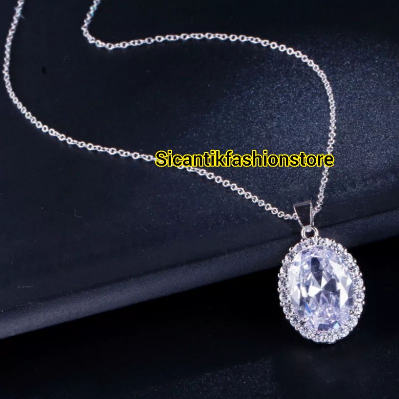 Kalung Liontin Perak Silver 925 Lapis Emas Putih Anti Karat Selamanya Kalung Titanium Kalung Nuri Silver Liontin Permata Perak Silver 925 Fashion Wanita Terlaris Anti Karat Selamanya Kalung Titanium Nuri Kalung Wanita Rantai Nuri Liontin Permata