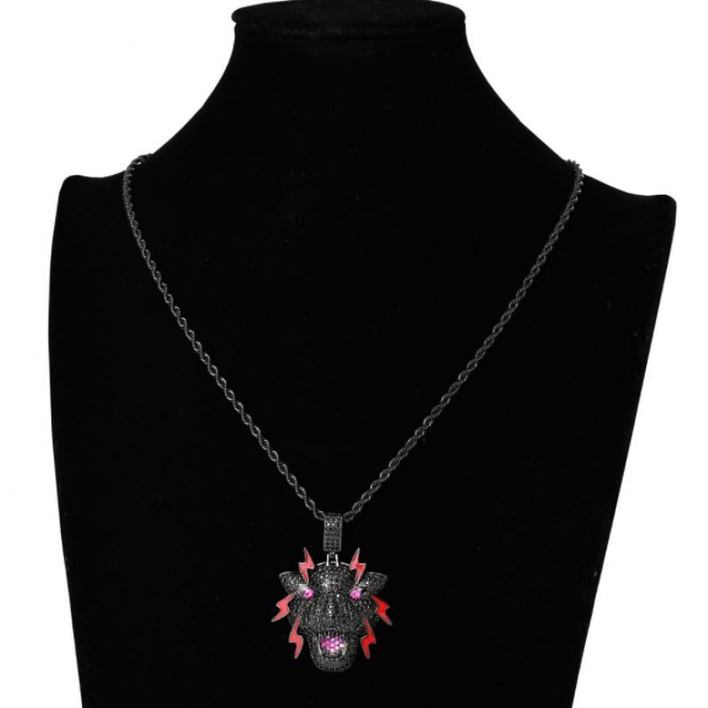 Kalung Liontin Black Panther Bahan Zirkon Gaya Hip Hop