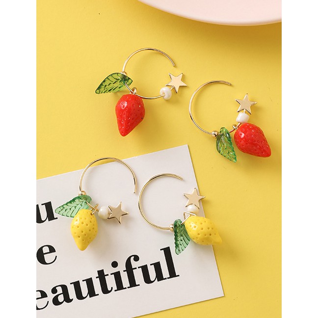 LRC Anting Tusuk Fashion Star Lemon Strawberry Earrings F7677X