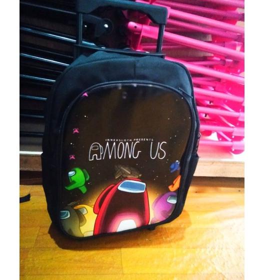 Best Stock Amoung US Ransel Troly anak sekolah Tas anak laki-laki Ransel roda