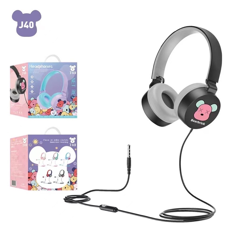 [ J-40 BEARBRICK ] HEADPHONE BANDO BEARBRICK SO CUTE /HEADSET MUSIC PHONE EXTRA BASS