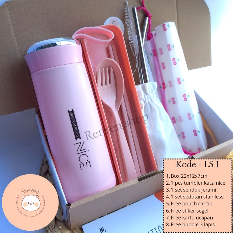 Renrenshop - Gift box ulang tahun cewek kado ultah murah hampers tumbler hampers botol