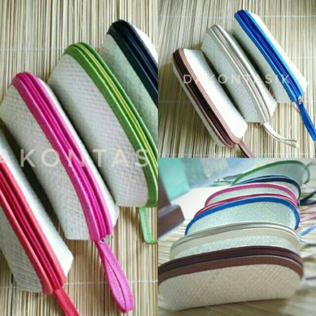 DT-1744 Dompet Tempat Pensil Kerang anyaman Pandan Khas Tasikmalaya