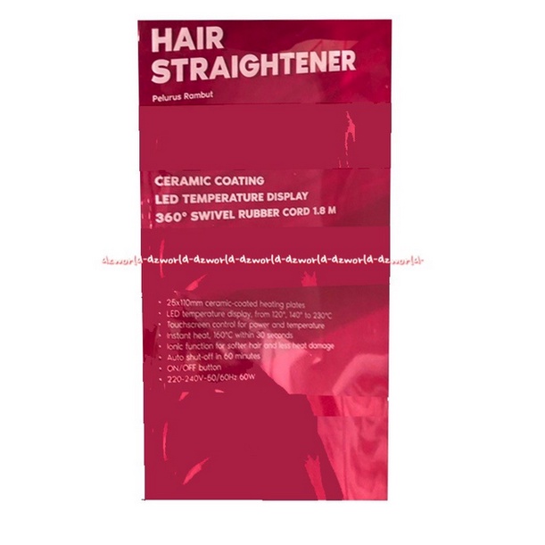 Klaz Straightener Hair Alat Catok Slim Alat Pelurus Rambut Praktis Black Pink Klas Catokan Rambut Klaz Slim Ionic &amp; Ceramic