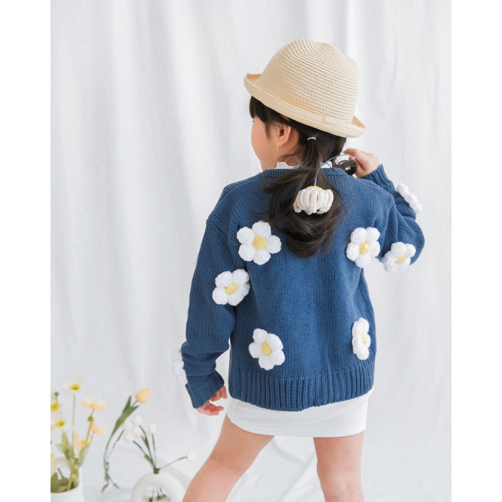 JEJU FLOWER CARDIGAN | Jacket Anak Perempuan | Cardigan Knit | Outer Rajut | Cardigan Anak