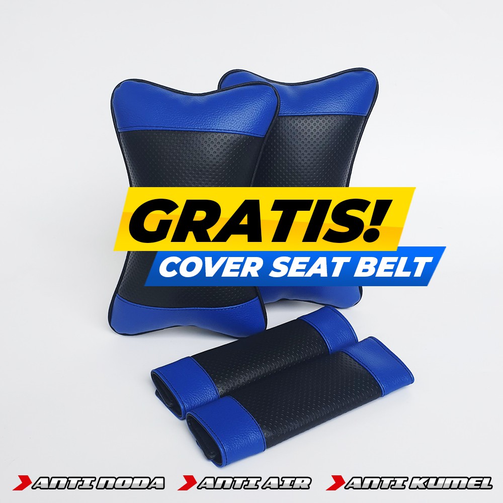 [ FREE COVER SEATBELT ] Bantal Mobil Bantal Headrest - Hitam Biru