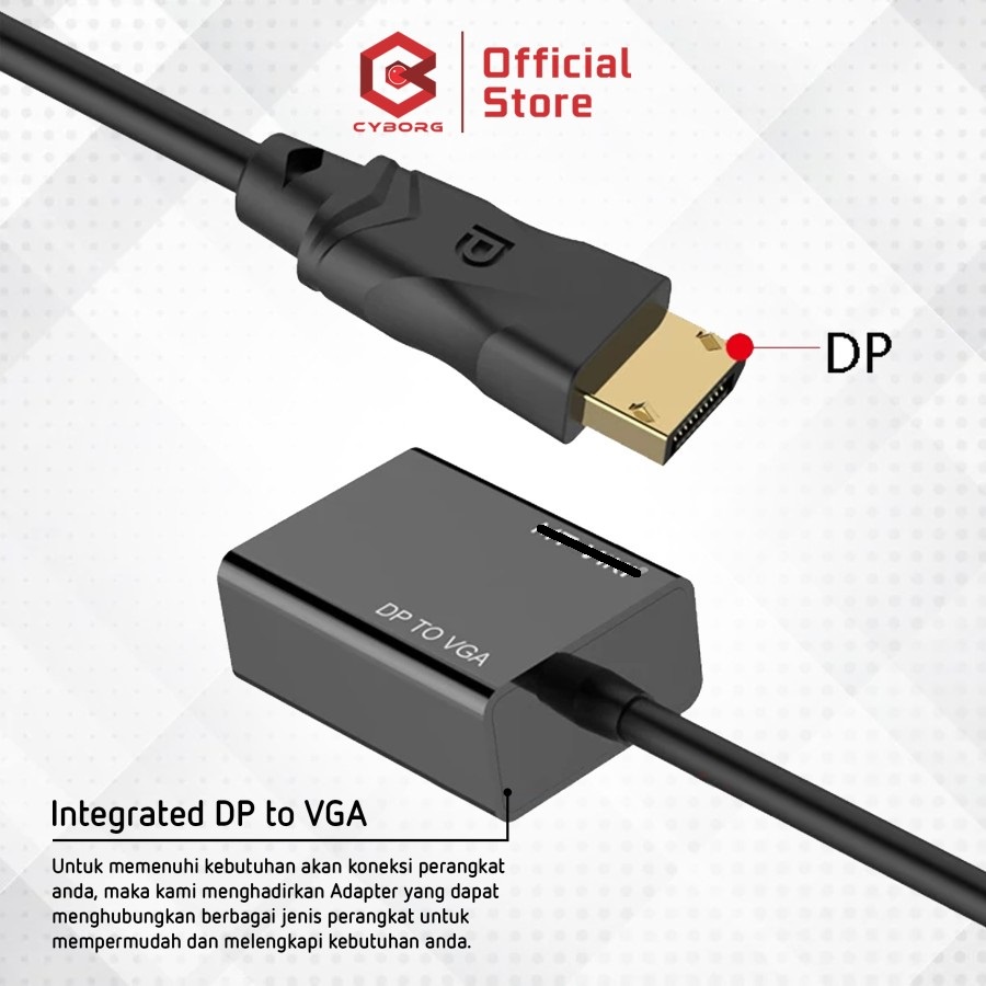 Displayport display port to vga converter cyborg 1080p full hd mt-dp01 - Konverter dp to d-sub 15 pin dp-01