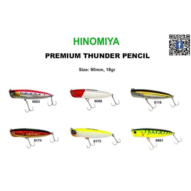 Lure HINOMIYA PREMIUM THUNDER PENCIL (9cm / 18gram) SINKING