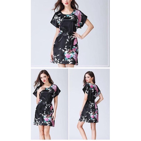 ♀ Baju Tidur Satin Sleepwear Wanita Lingerie Nightdress A167 - Merah Muda ✈