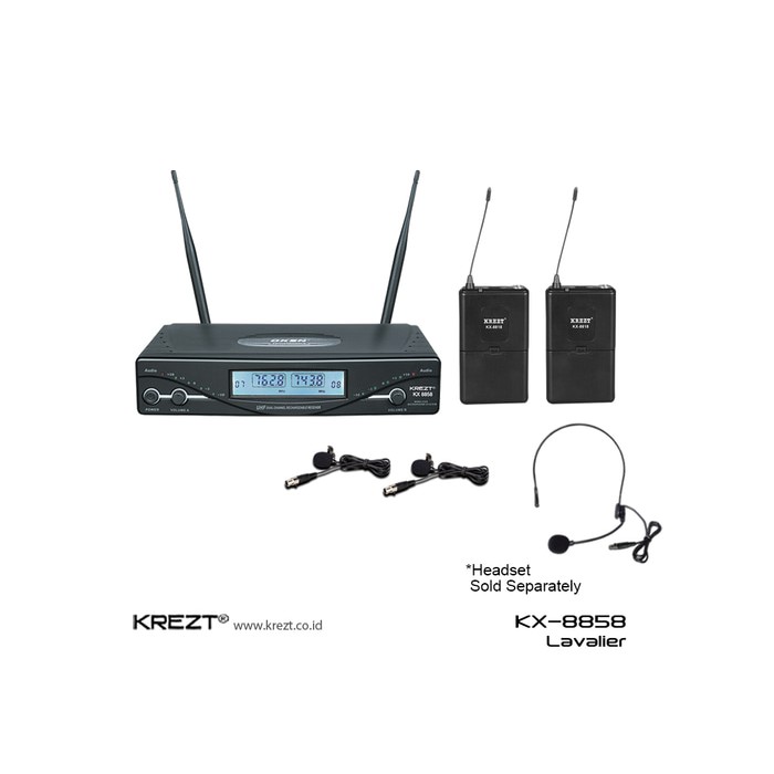 MIC WIRELESS CLIP ON 2 CH SUARA MANTAP - KREZT KX-8858 LL / 8858