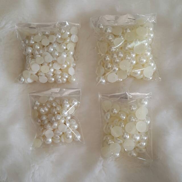 Mutbel / half pearl mutiara belah bulat putih ivory 25/50 gr