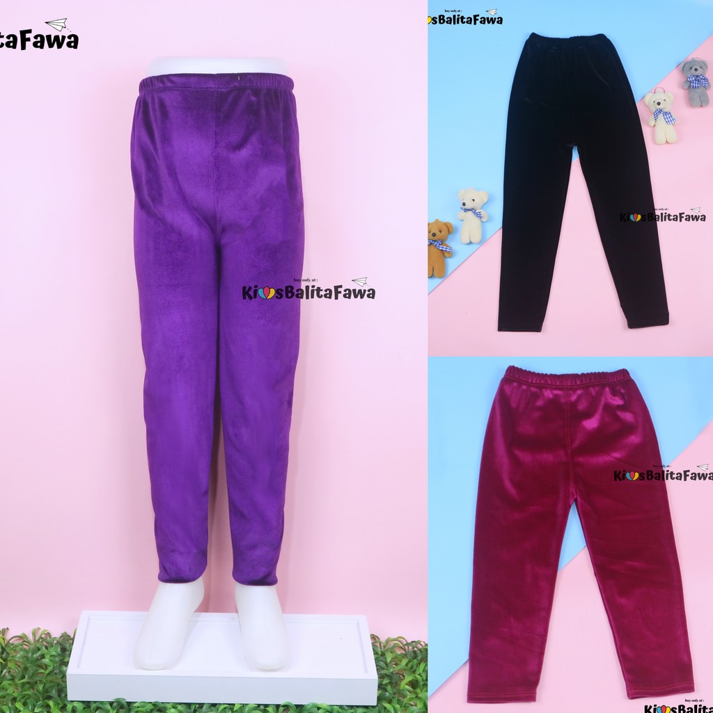 Legging Cleo 10-12 Tahun / Polos Celana Leging Bludru Panjang Pants Anak Cewek Perempuan Import Adem