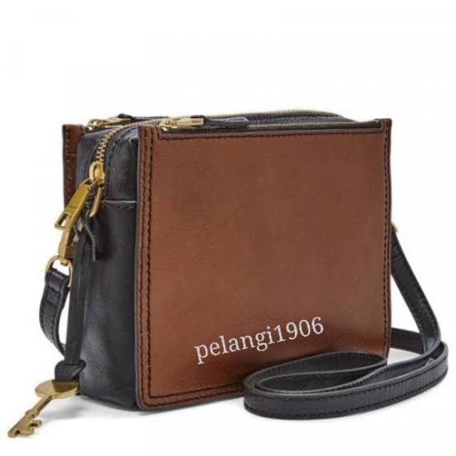 Tas fossil campbell crossbody brown black
