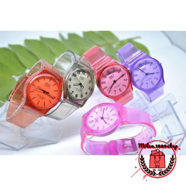 JAM TANGAN  QQ JELLY ANGKA/ ANALOG RUBBER TRANSPARAN BENING KARET JAM TANGAN MURAH