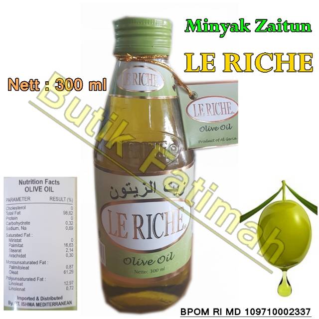 Minyak Zaitun Le Riche Olive Oil Leriche 300 Ml Shopee Indonesia