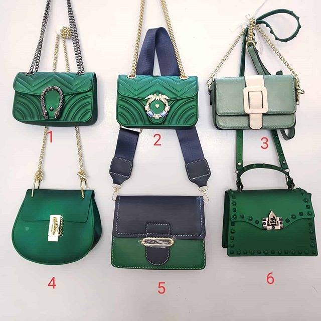 (COD) tas selempang wanita tas import slingbag tas murah hijau  tas jelly matte handbag