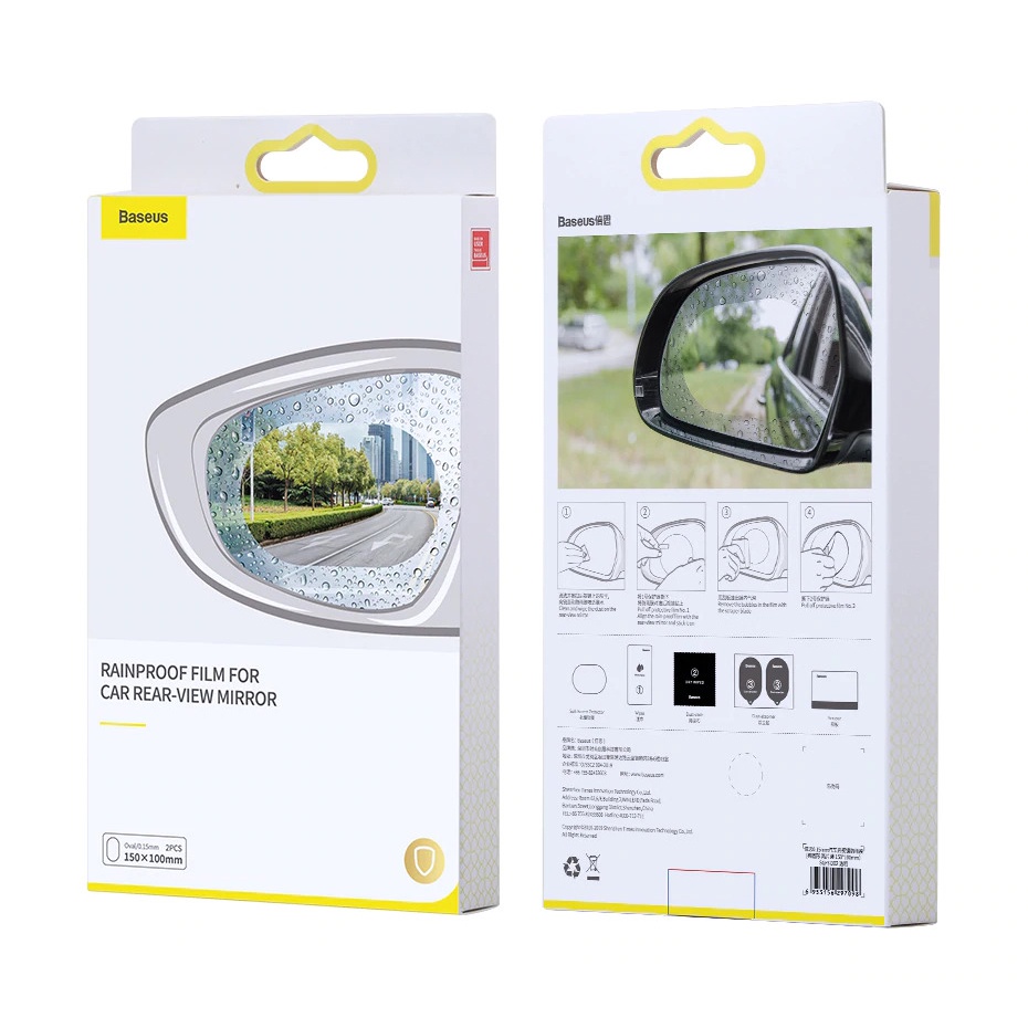 Baseus Sticker Oval Kaca Spion Rainproof Waterproof Protective 135x95mm 2 PCS - SGFY-C02 - Transparent