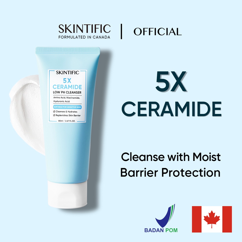SKINTIFIC - 5X Ceramide Low pH Cleanser Gentle Cleanser For Sensitive Skin 80 ml - SABUN CUCI MUKA SKINTIFIC CERAMIDE