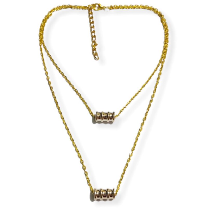 Kalung Rantai Korea Dua Lapis Liontin Pipa Double Layer Korean Chain Necklace with Pipe Perdants Multilayer