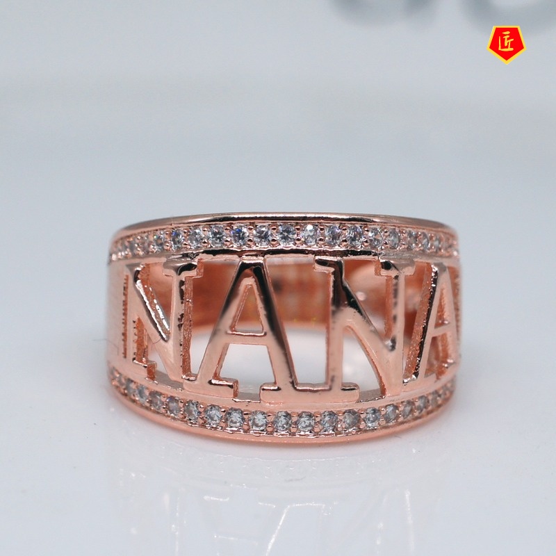 [Ready Stock]18K Platinum Diamond-Studded Ring Creative Personality