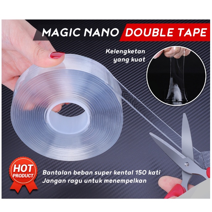 Double Tape Super/Nano double tape/Isolasi Bening 2 sisi Super Kuat Tanpa Bekas