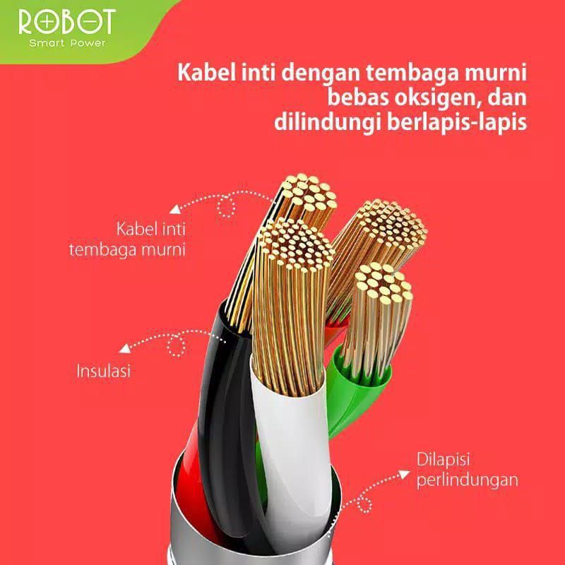 KABEL DATA ROBOT ORIGINAL (RT-CD100) MICRO USB SUPER FAST CHARGER PREMIUM QUALITY