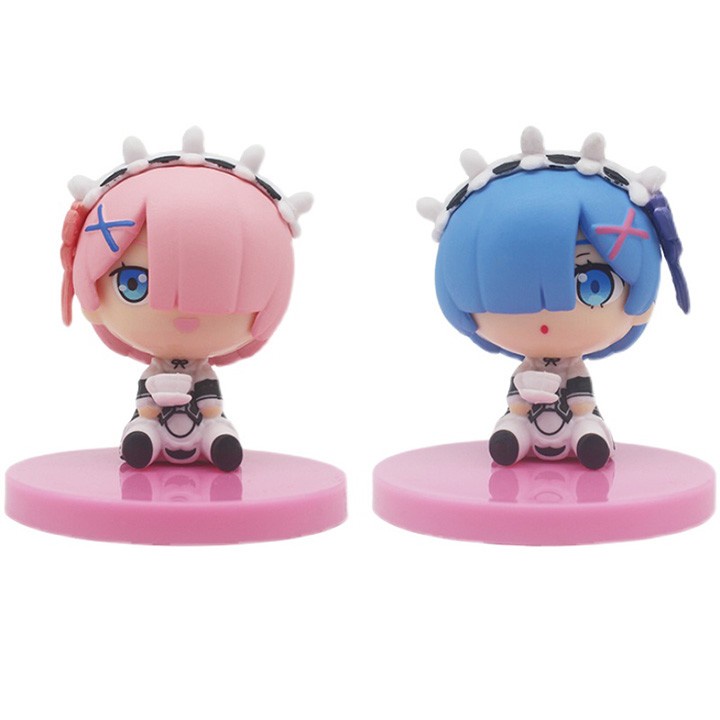 Set Action Figure Chibi Re Zero Emilia Rem Ram Echidna Beatrice