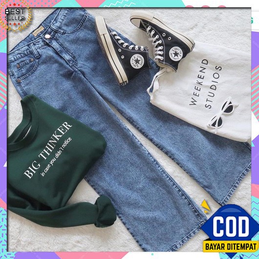 Hw Celana Panjang Kulot Jeans Sobek Wanita High Waist Celana Highwaist Fwr - 27-38 Kulot Jeans Sno