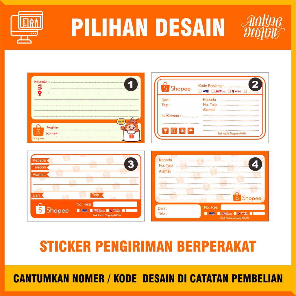 sticker stiker label pengiriman shopee olshop 10x6 cm ...