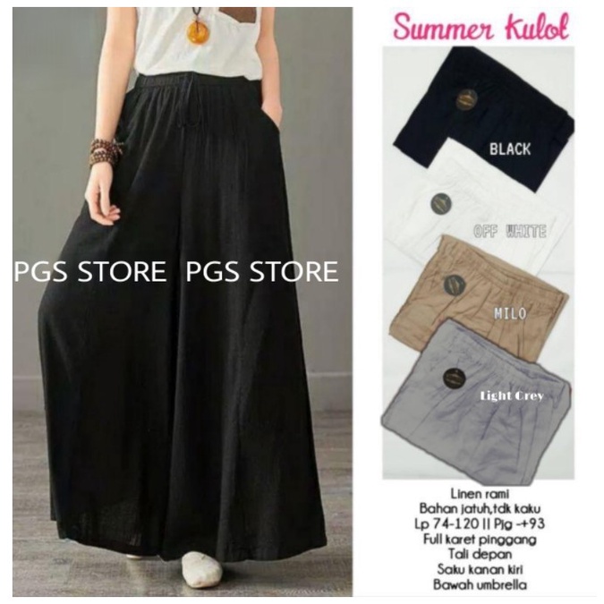 Celana Korea Wanita / Summer Kulot Linen Mayung