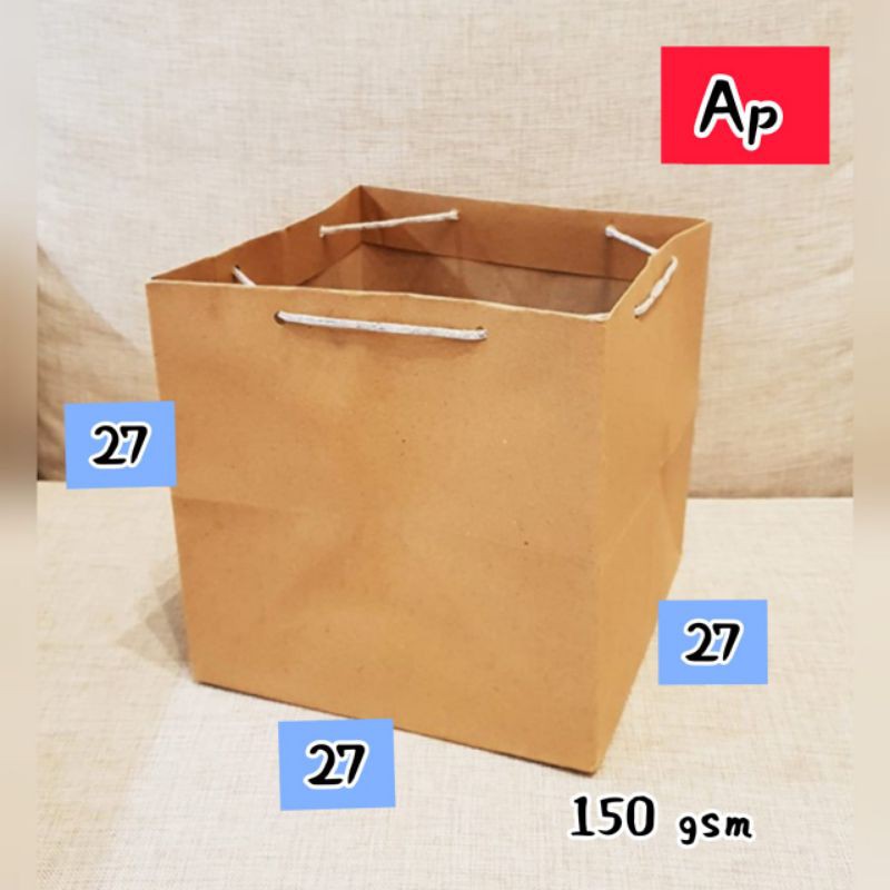 

Paper Bag Polos uk 27 x 27 x 27 cm ~ Tas Kertas Kraft (12 pcs)