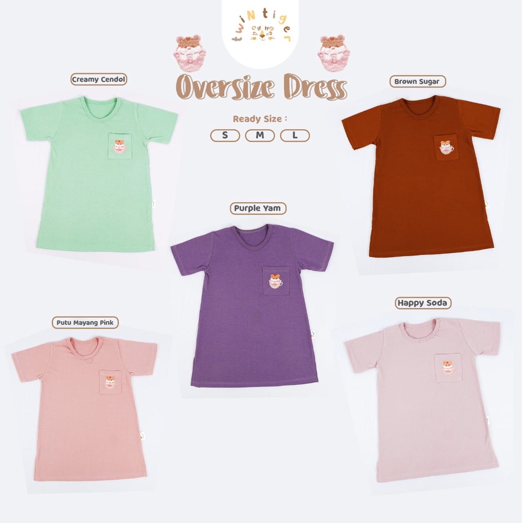 TWIN TIGER OVERSIZE DRESS BAJU ANAK TERUSAN DRESS ANAK FASHION ANAK PEREMPUAN  S M L