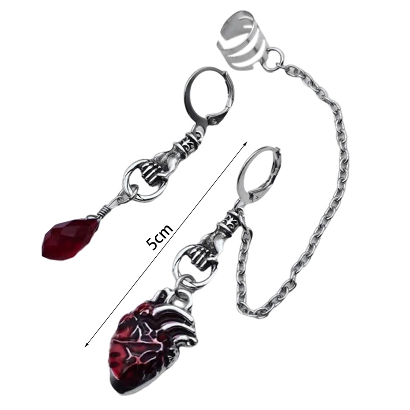 Anting Tusuk Asimetris Gaya Gothic Bohemia Bentuk Hati Untuk Wanita