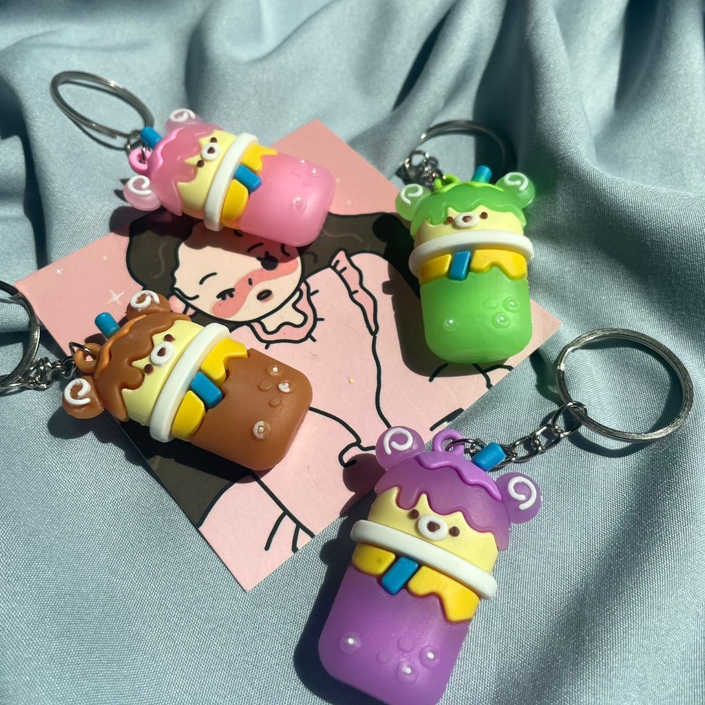 GANTUNGAN KUNCI BOBA DONAT VERSI BARU ADA 4 WARNA UNIK HARGA TERMURAH KEYCHAIN BENTUK BUBBLE DRINK DONUT SUPER CUTE AKSESORIS IMUT BISA GROSIR DAN COD KUALITAS TERBAIK