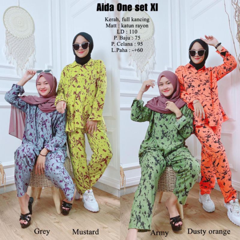 Tie dye one set/daster tie dye murah/ tie dye celana panjang