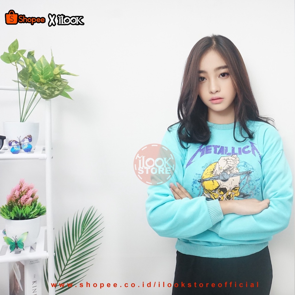 ilook | Sweater Oblong Metalica Crewneck | Sweater Metalica | Sweater Bahan Fleece